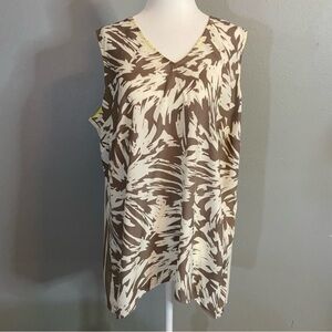16. Vince Camuto Light Brown & Cream Abstract Multi Patterned Tank Top Size 1X